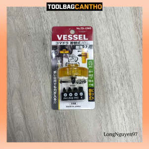 Bộ tô vít siêu ngắn mũi rời tay cầm hình xuyến No.TD-13W Vessel (Nhật Bản)