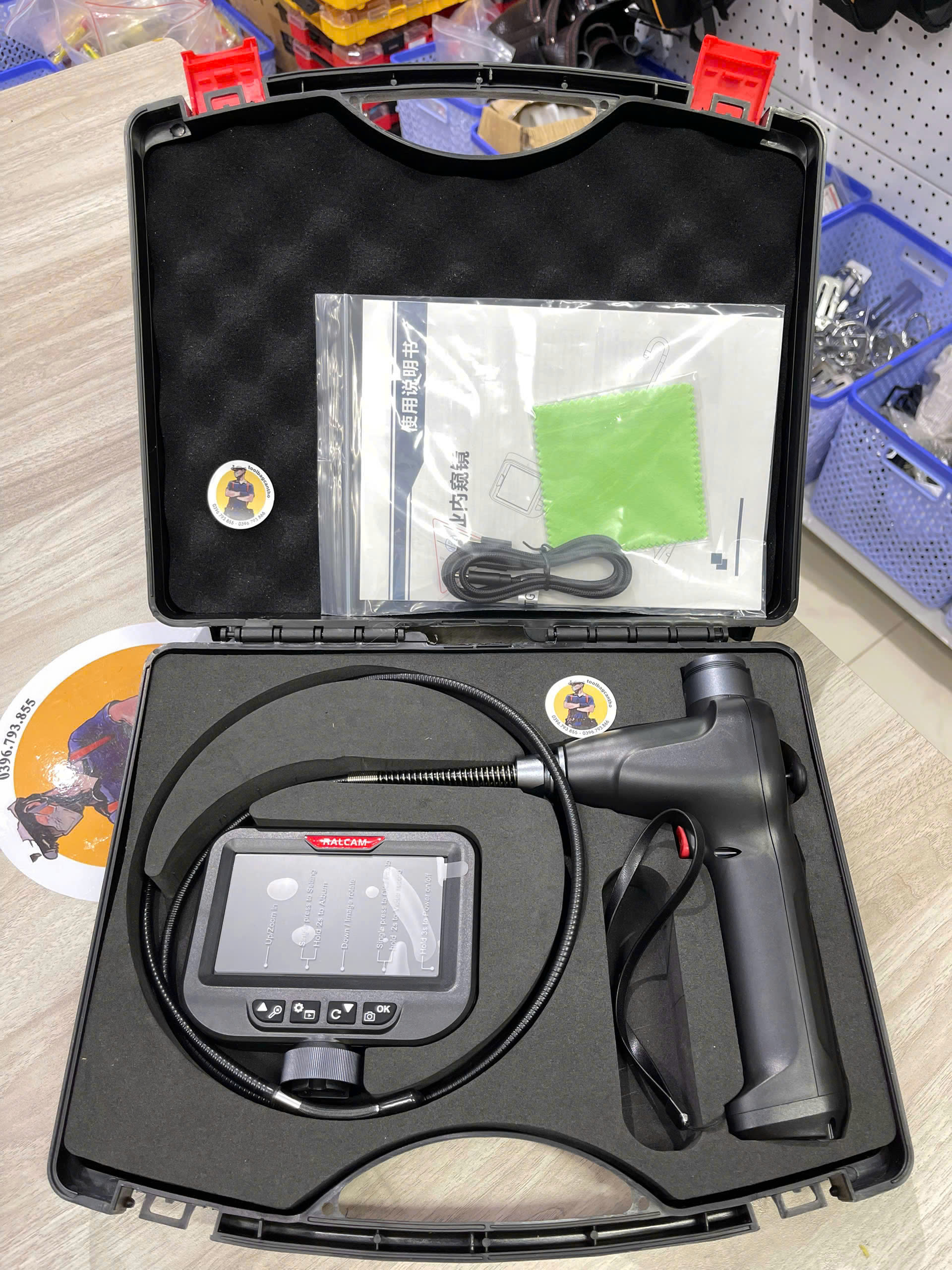 Camera nội soi RAlCAM có màn hình - xoay 720 - dài 1m